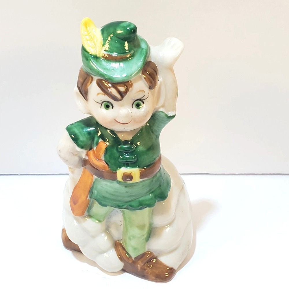 Vintage J.S.N.Y. Ceramic Porcelain Peter Pan Bell Figurine Figure Taiwan 4 inch